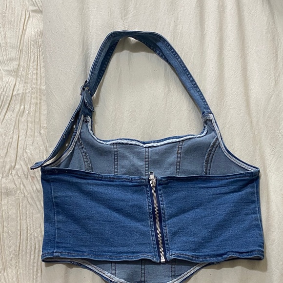 Blue Denim Crop Top - Picture 2 of 5